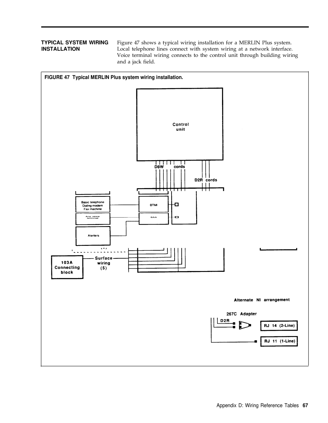 3Com RELEASE 2 installation manual Typical Merlin Plus system wiring installation 