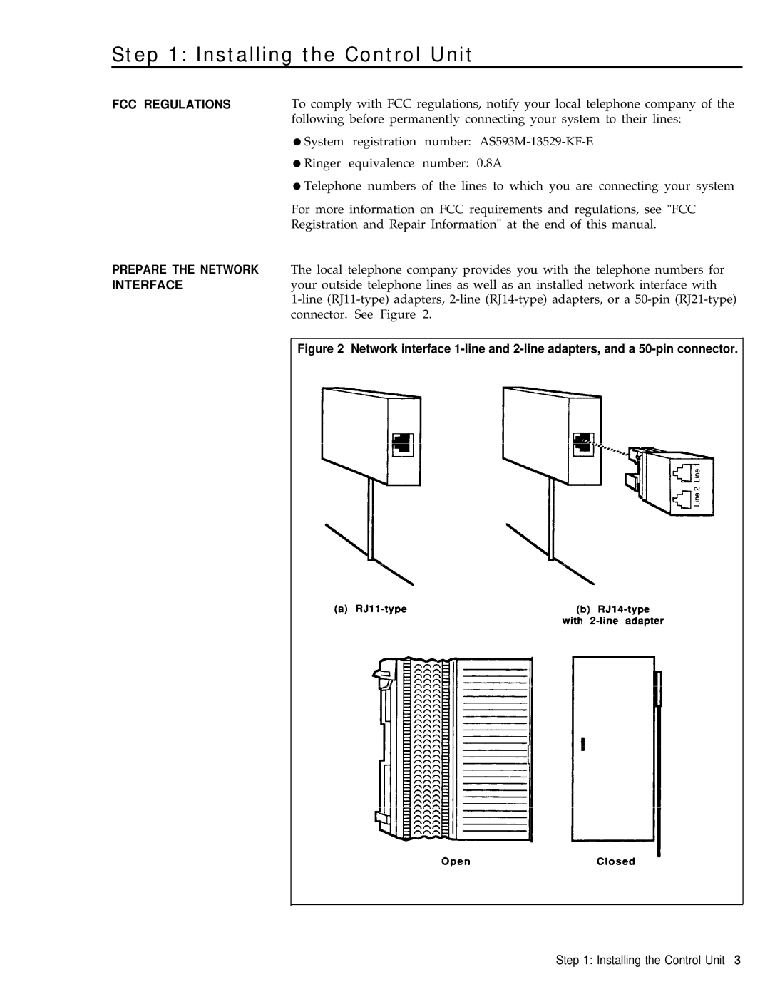 3Com RELEASE 2 installation manual Installing the Control Unit, FCC Regulations Prepare the Network Interface 