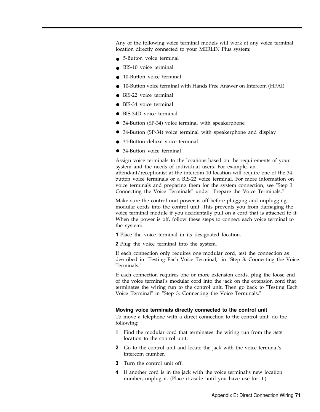 3Com RELEASE 2 installation manual Appendix E Direct Connection Wiring 