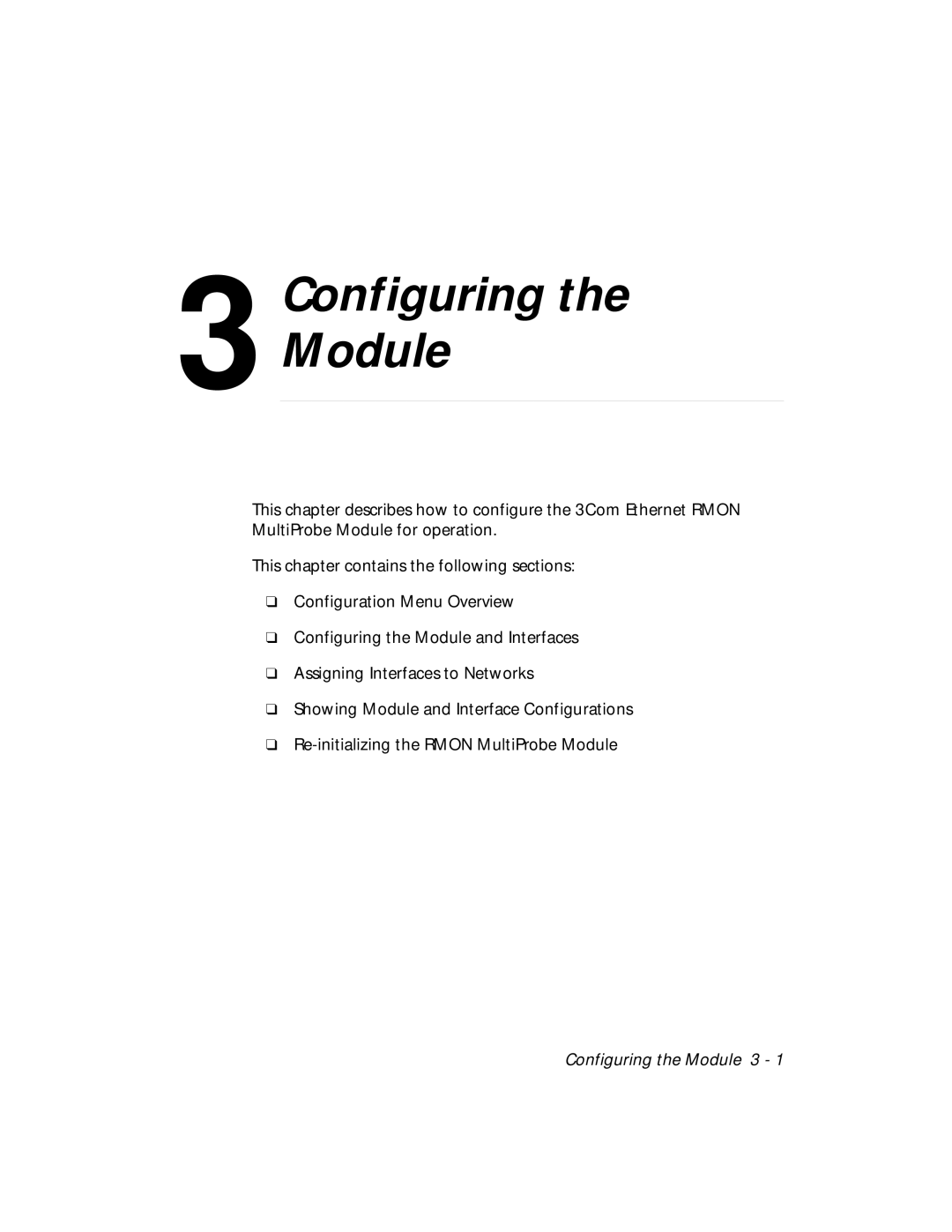 3Com RMON-EMP-3 installation and operation guide Configuring the Module 