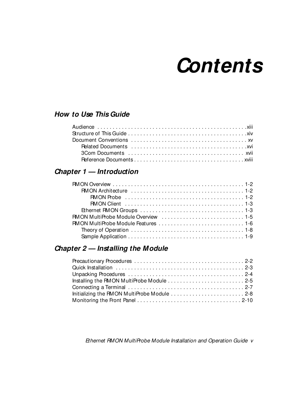 3Com RMON-EMP-3 installation and operation guide Contents 