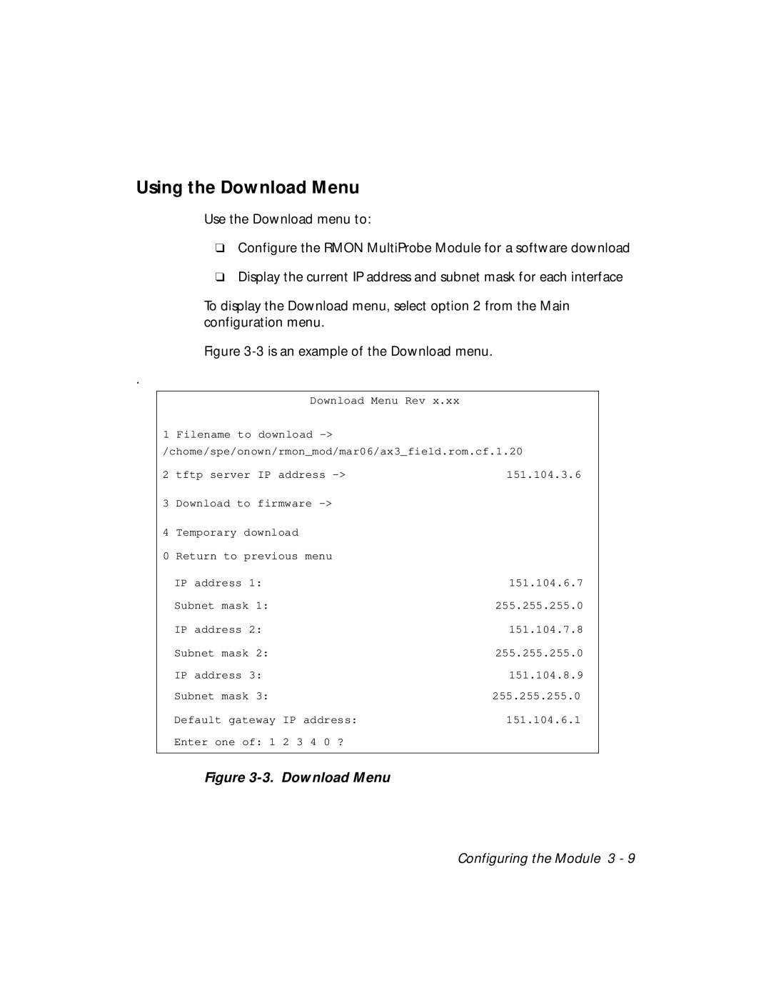 3Com RMON-EMP-3 installation and operation guide Using the Download Menu 