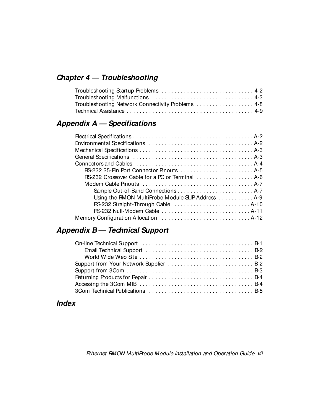 3Com RMON-EMP-3 installation and operation guide Troubleshooting 