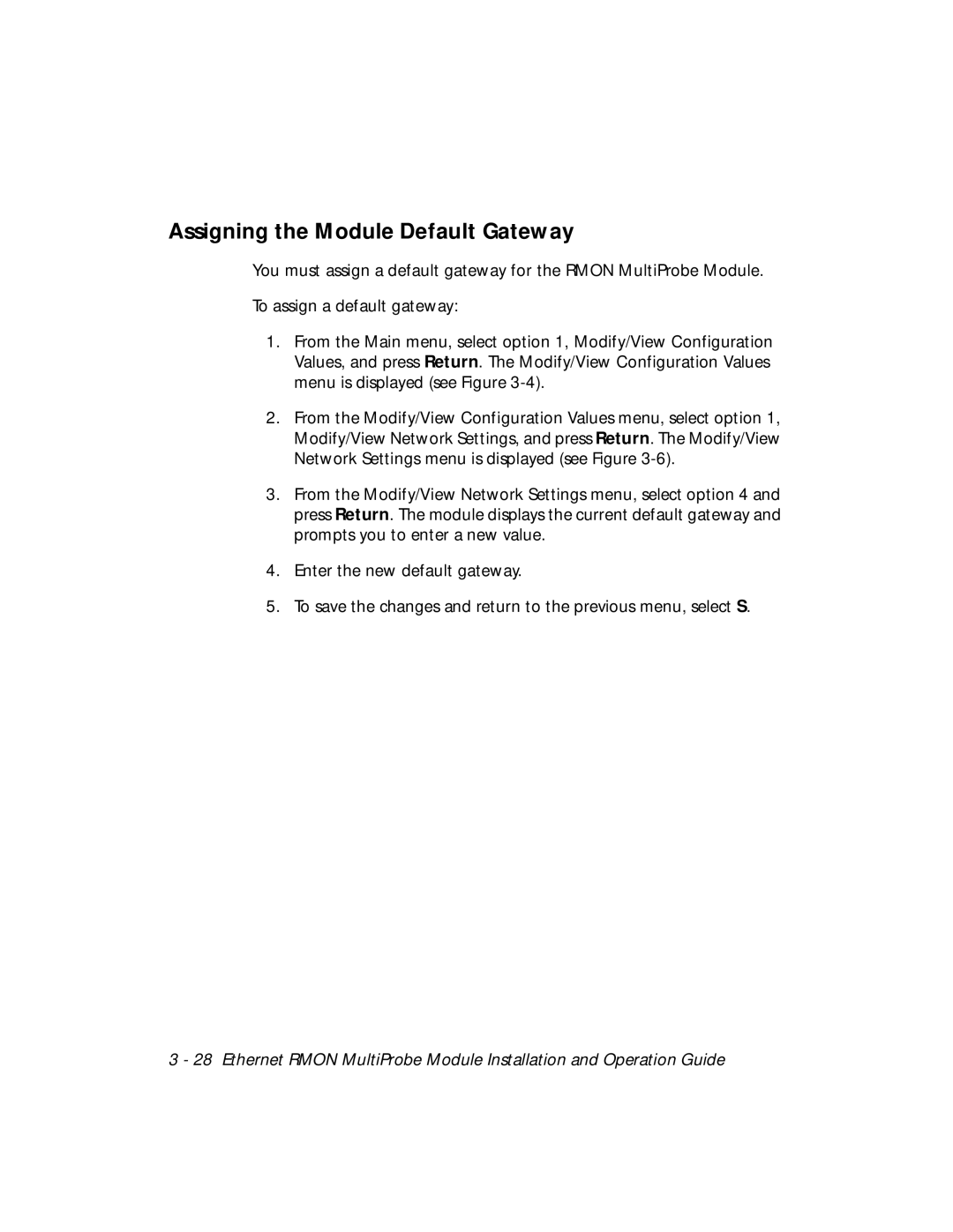 3Com RMON-EMP-3 installation and operation guide Assigning the Module Default Gateway 