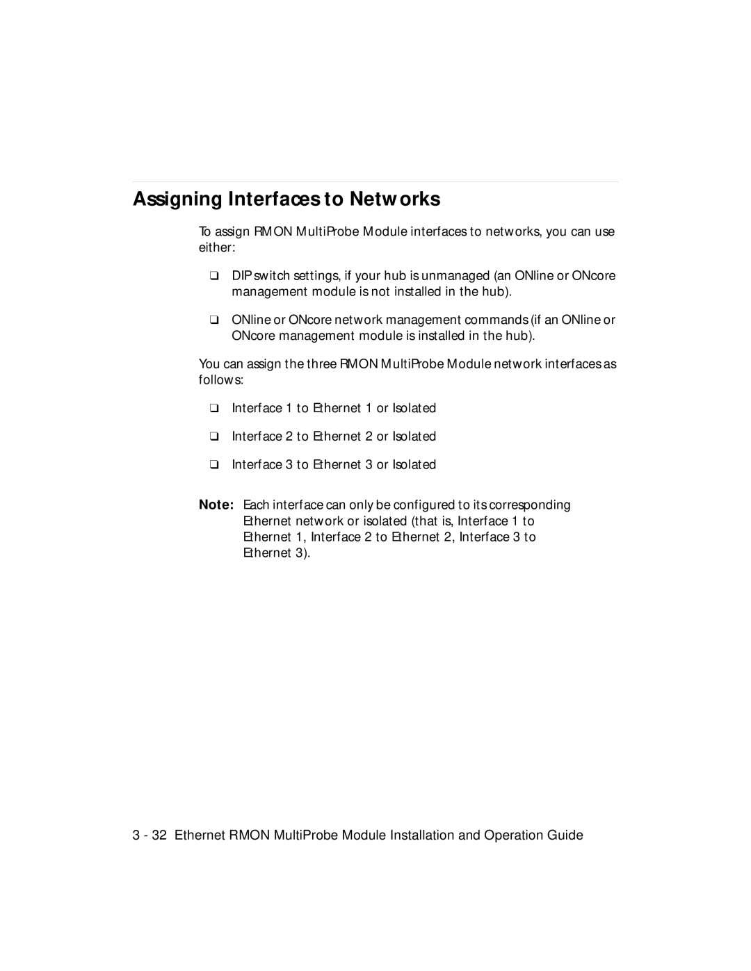 3Com RMON-EMP-3 installation and operation guide Assigning Interfaces to Networks 