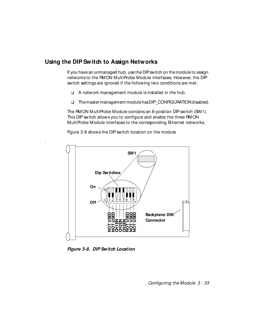 3Com RMON-EMP-3 installation and operation guide Using the DIP Switch to Assign Networks, DIP Switch Location 