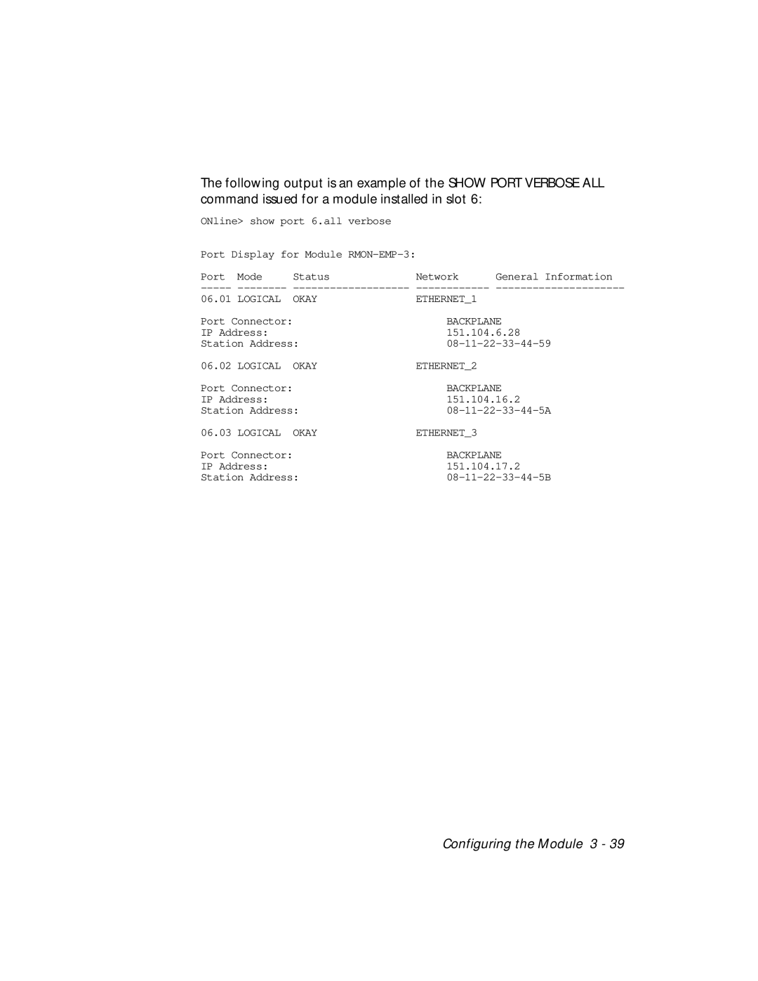 3Com RMON-EMP-3 installation and operation guide Backplane 