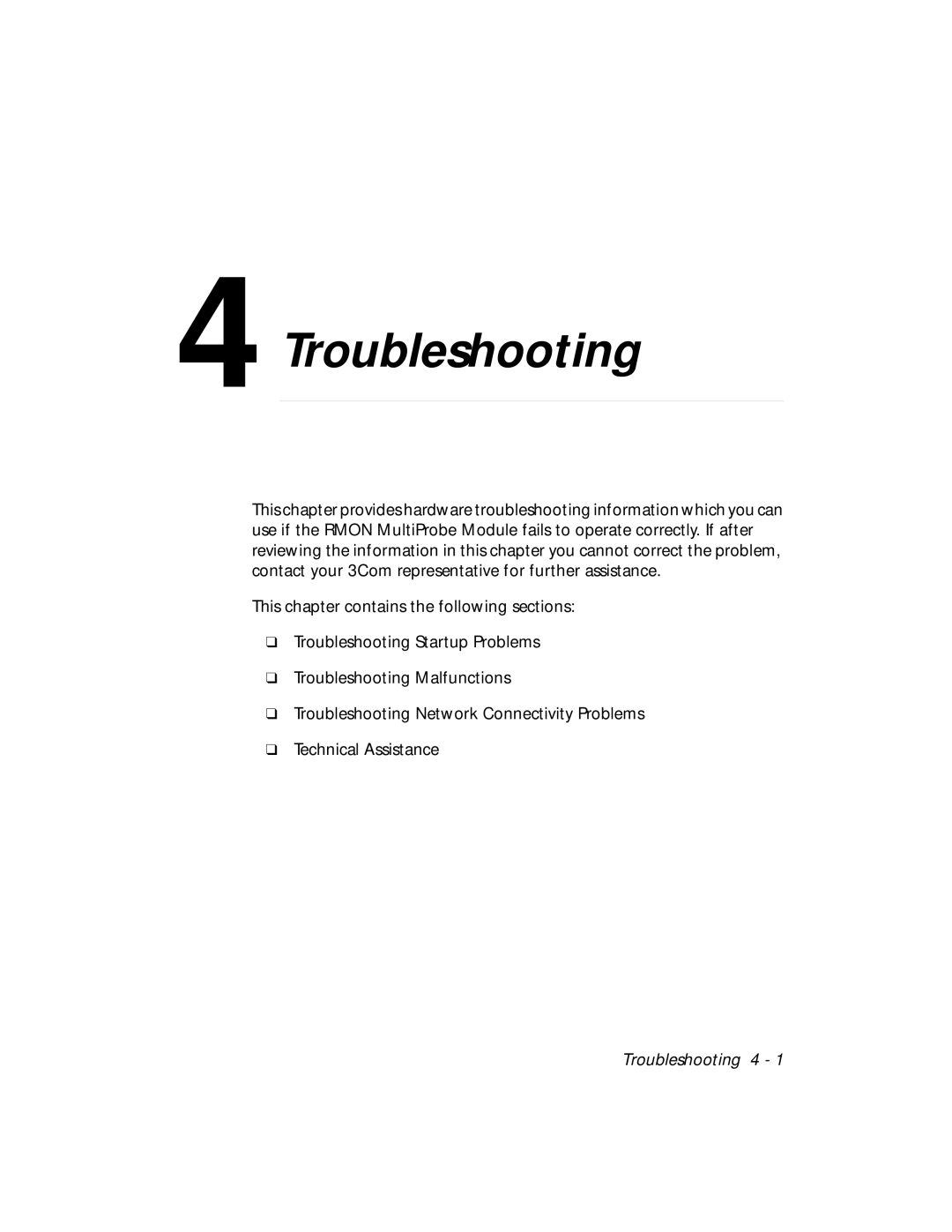 3Com RMON-EMP-3 installation and operation guide Troubleshooting 