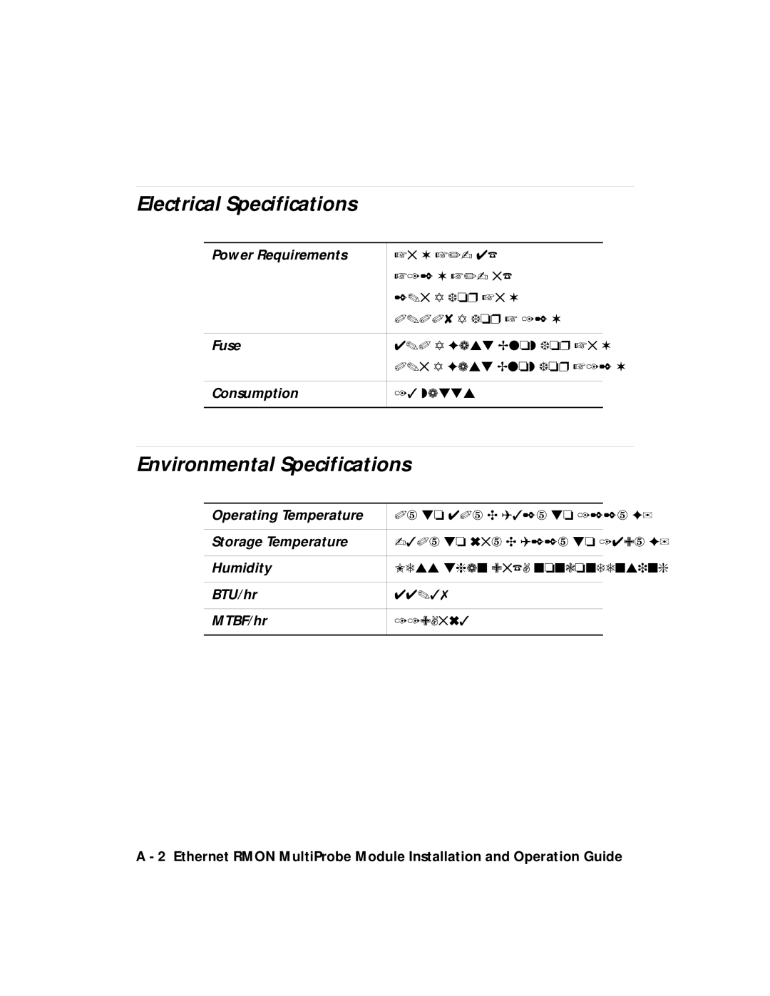 3Com RMON-EMP-3 installation and operation guide Electrical Specifications, Environmental Specifications 