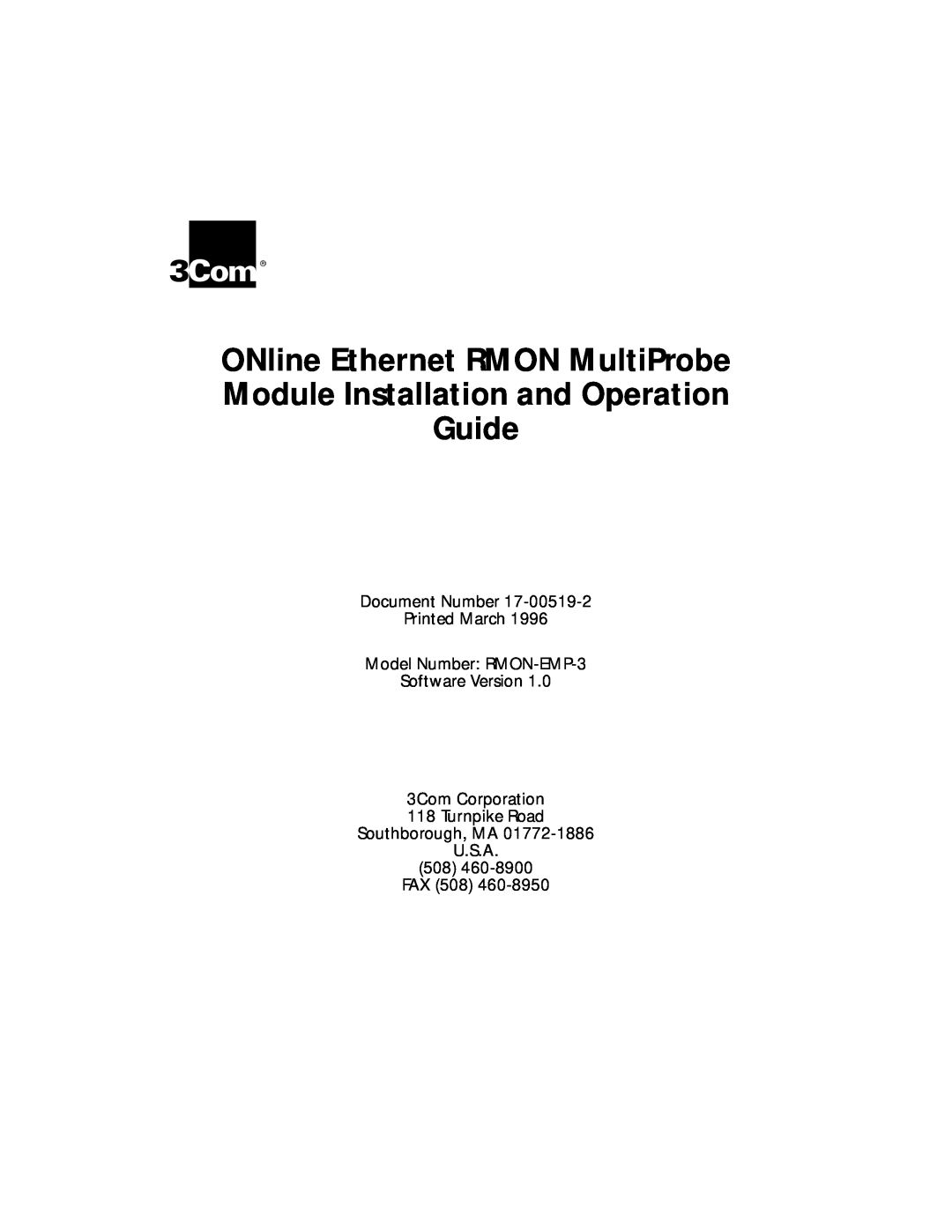 3Com RMON-EMP-3 installation and operation guide ONline Ethernet RMON MultiProbe Module Installation and Operation, Guide 