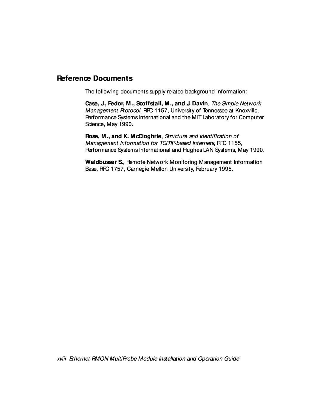 3Com RMON-EMP-3 Reference Documents, The following documents supply related background information 