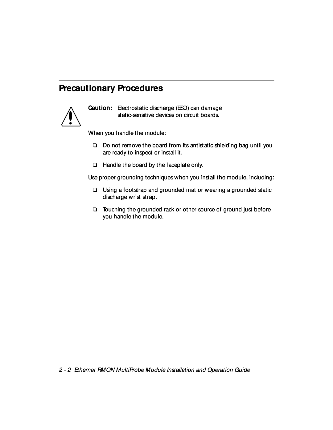 3Com RMON-EMP-3 installation and operation guide Precautionary Procedures 