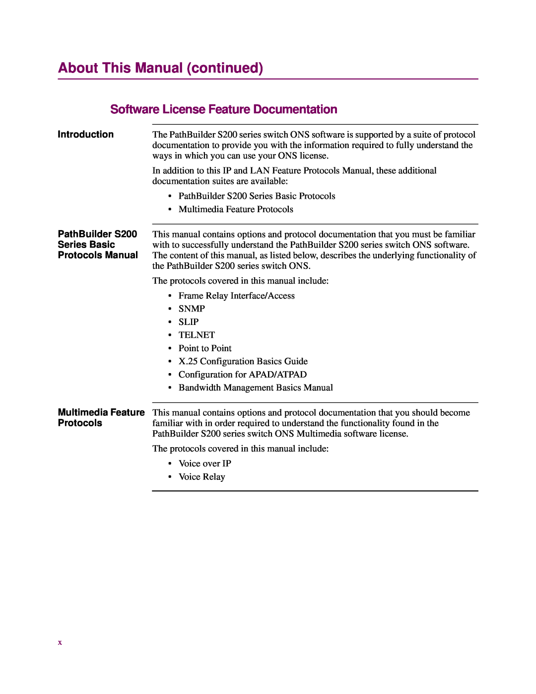 3Com S200 Series Software License Feature Documentation, PathBuilder S200, Series Basic, Protocols Manual, Introduction 