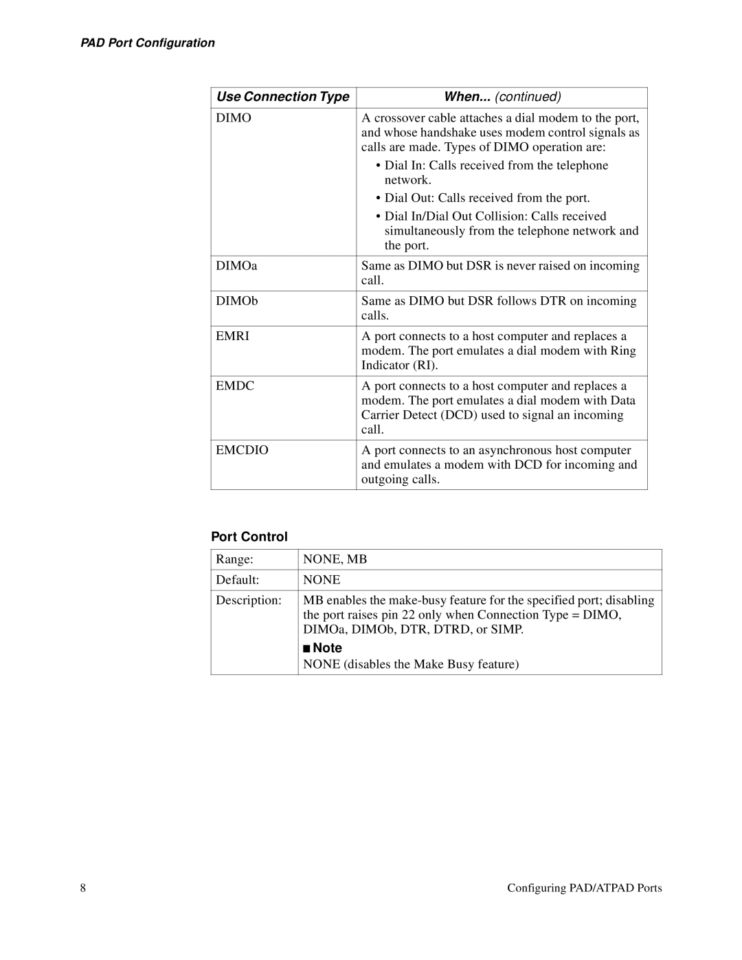 3Com S200 manual Use Connection Type, Port Control 