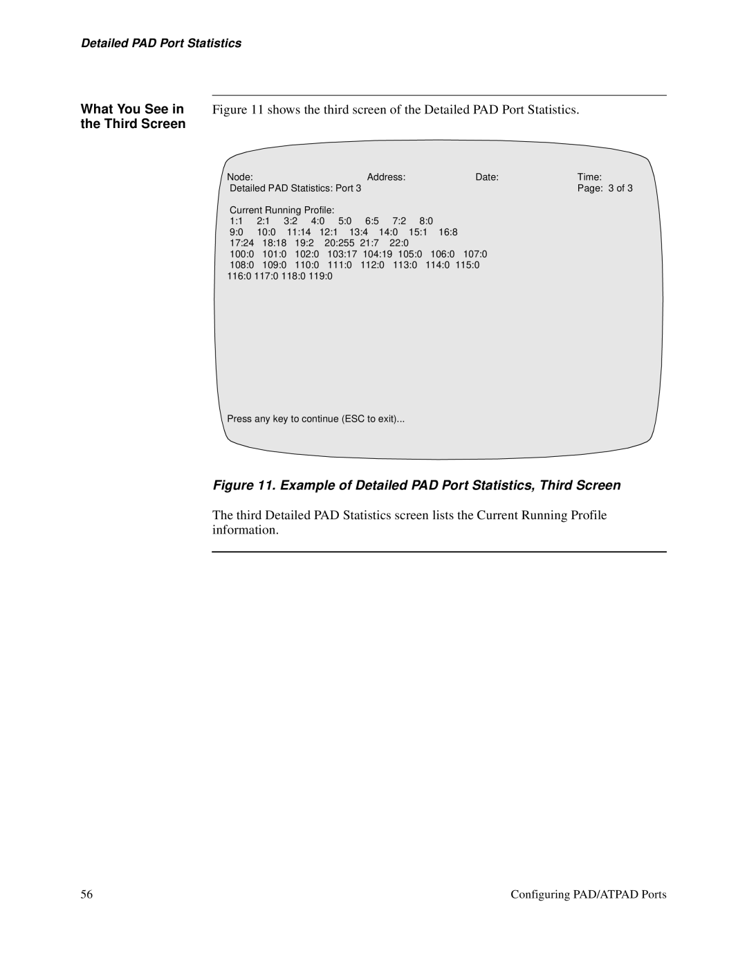 3Com S200 manual Example of Detailed PAD Port Statistics, Third Screen 