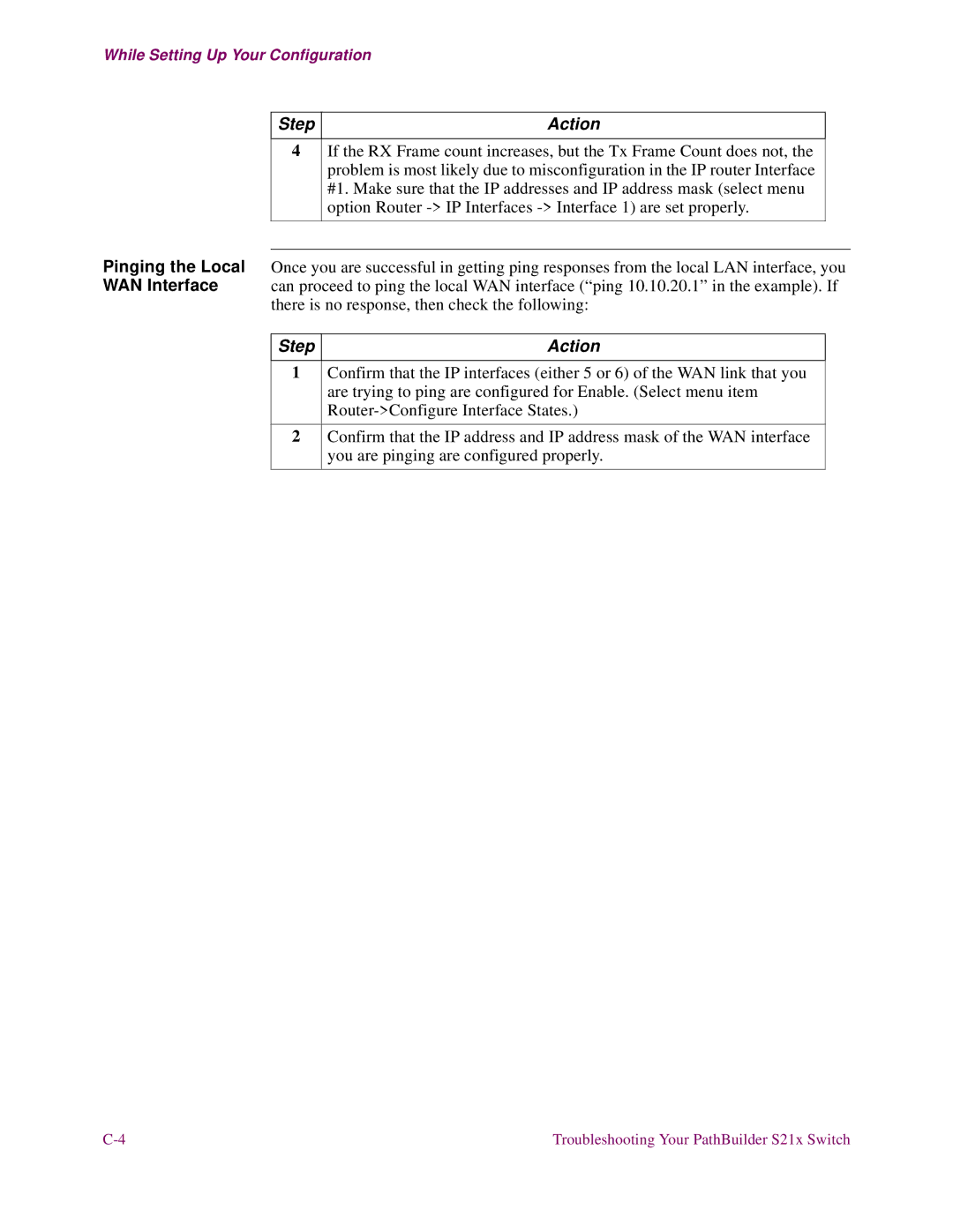 3Com S21x installation manual Step Action 