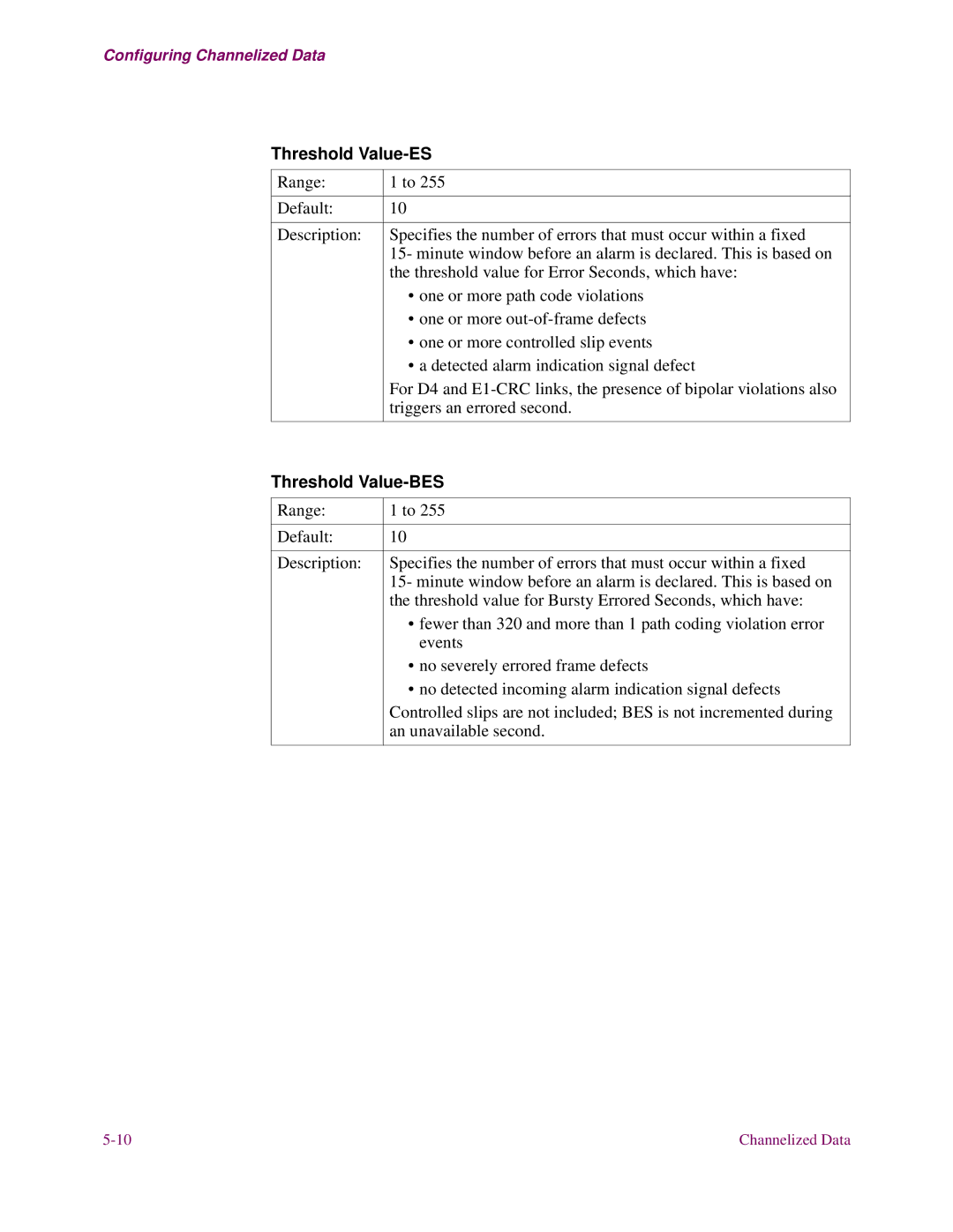 3Com S24x, S27x, S26x installation manual Threshold Value-ES, Threshold Value-BES 