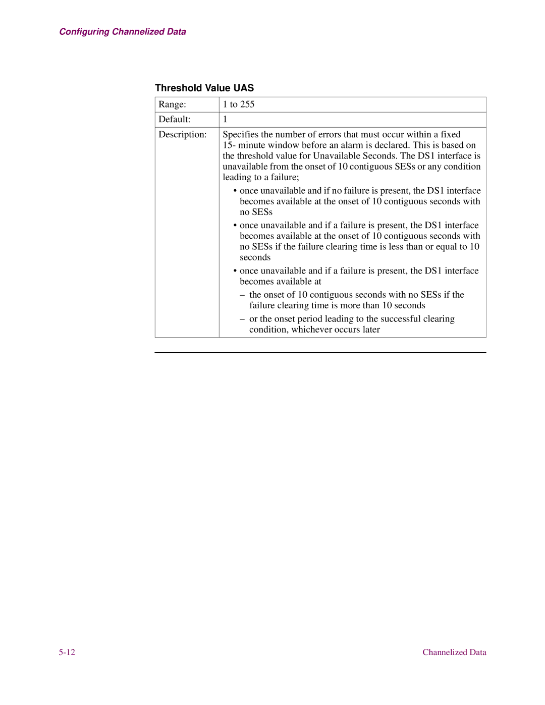 3Com S26x, S27x, S24x installation manual Threshold Value UAS 