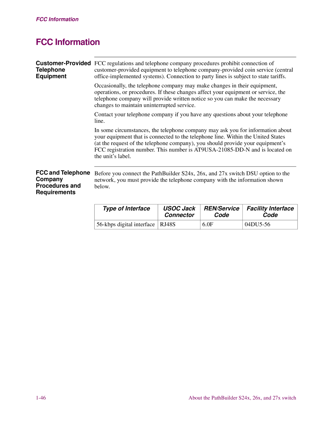 3Com S27x, S26x, S24x installation manual FCC Information 