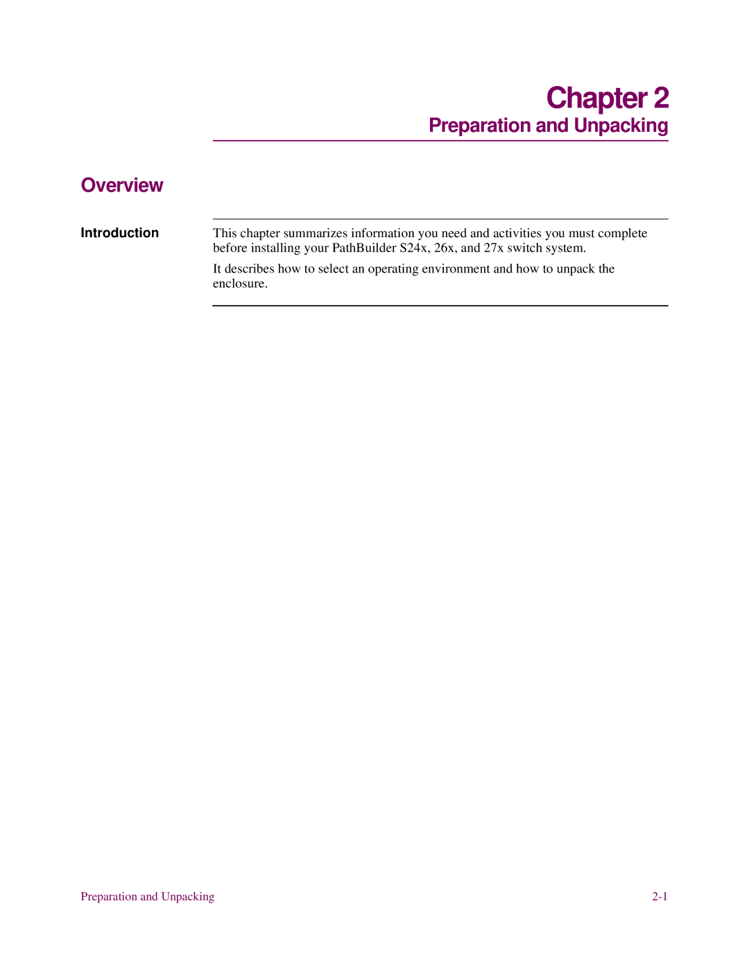 3Com S27x, S26x, S24x installation manual Preparation and Unpacking 