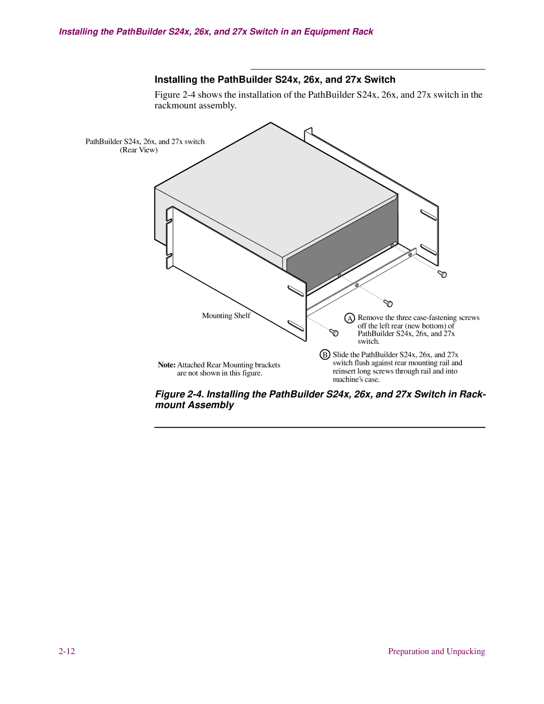 3Com S27x, S26x installation manual Installing the PathBuilder S24x, 26x, and 27x Switch 