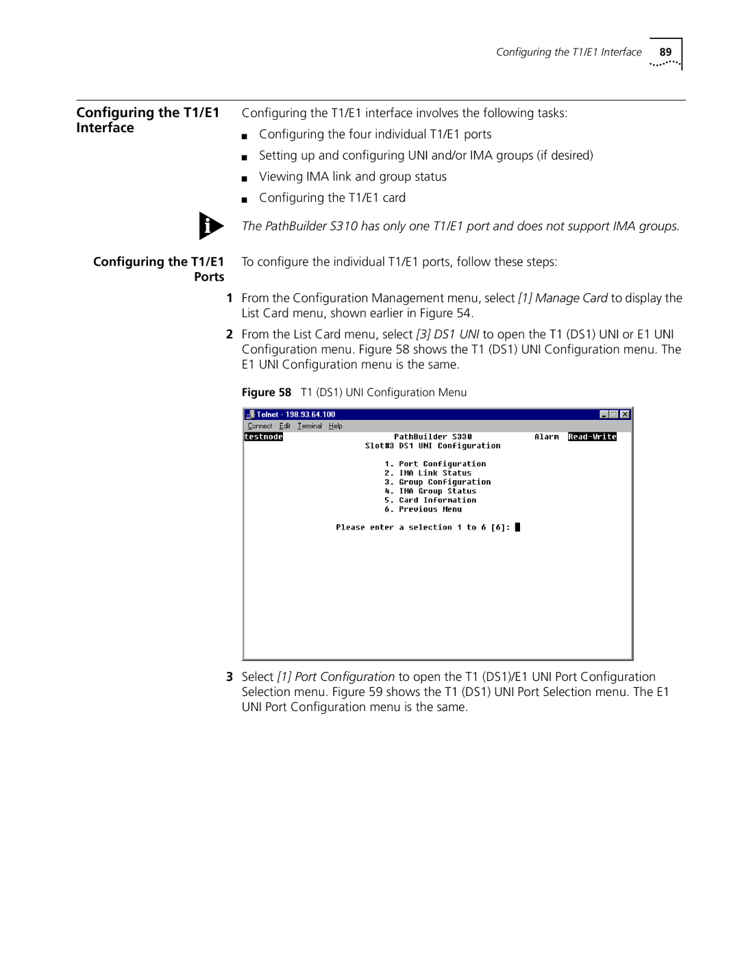 3Com S330 manual Conﬁguring the T1/E1, Interface, Ports 