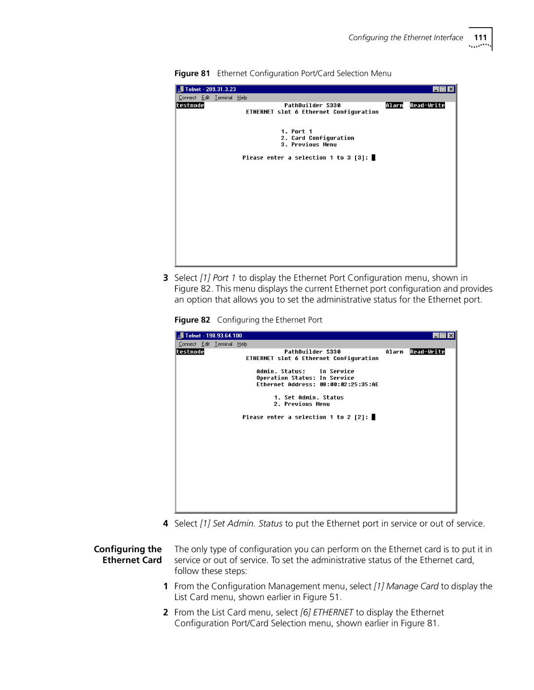 3Com S330 manual Configuring the Ethernet Interface 