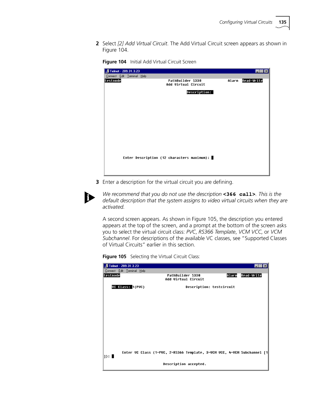 3Com S330 manual Initial Add Virtual Circuit Screen, Selecting the Virtual Circuit Class 