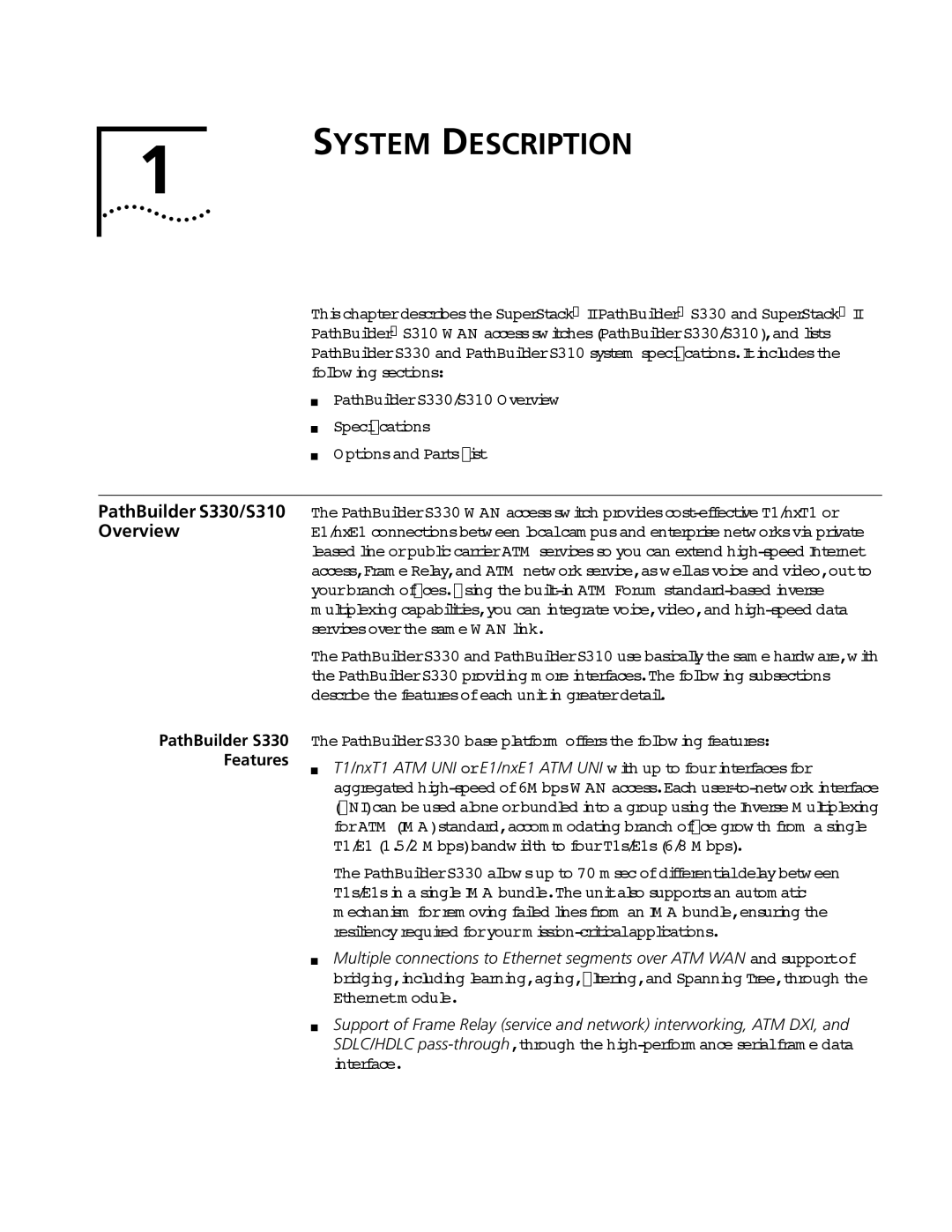 3Com manual PathBuilder S330/S310 Overview, PathBuilder S330 Features 