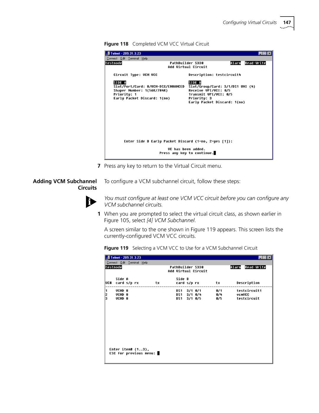 3Com S330 manual Completed VCM VCC Virtual Circuit 