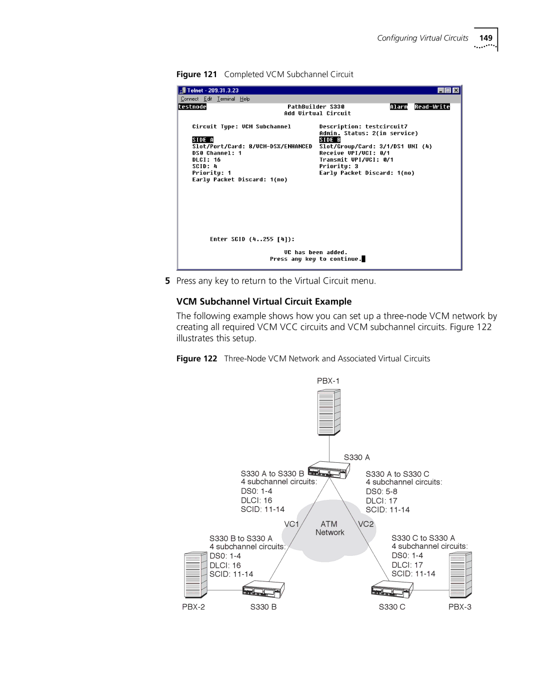 3Com S330 manual VCM Subchannel Virtual Circuit Example, Completed VCM Subchannel Circuit 