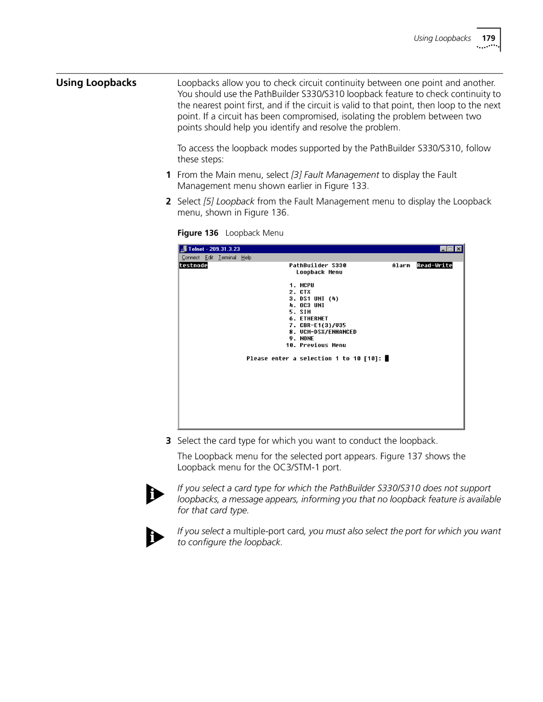 3Com S330 Using Loopbacks, Points should help you identify and resolve the problem, These steps, Menu, shown in Figure 