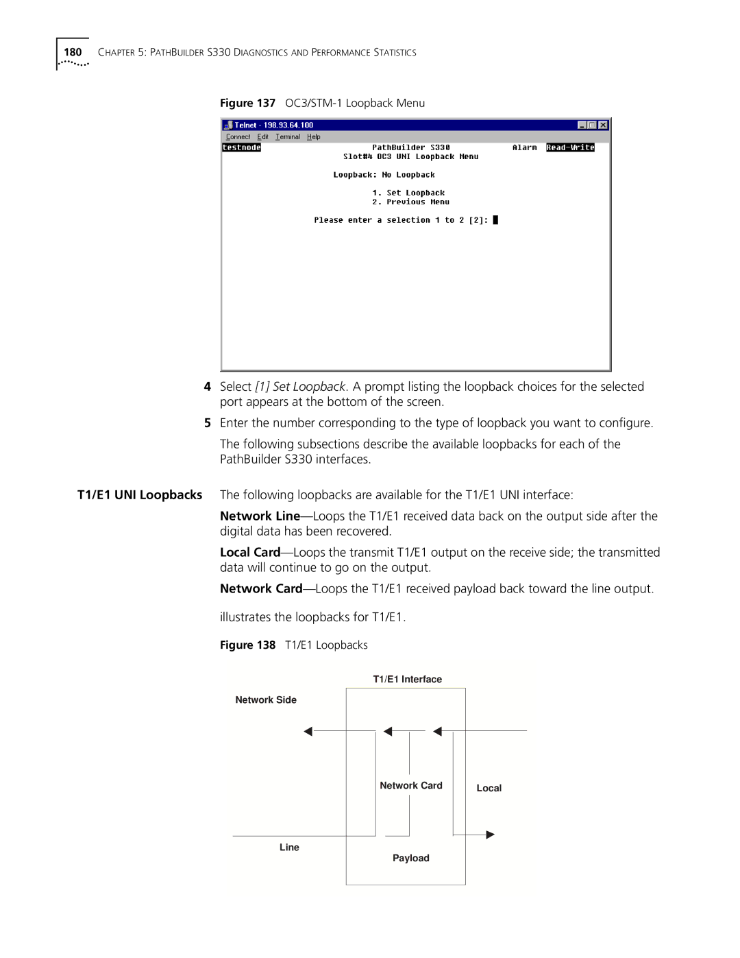 3Com S330 manual OC3/STM-1 Loopback Menu 