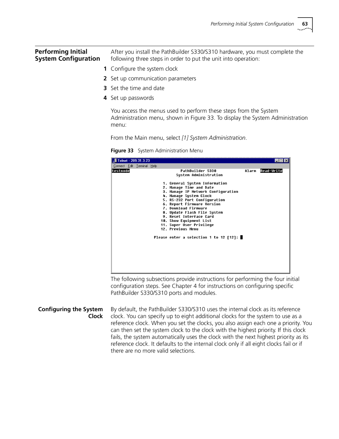 3Com S330 manual Performing Initial, System Conﬁguration 