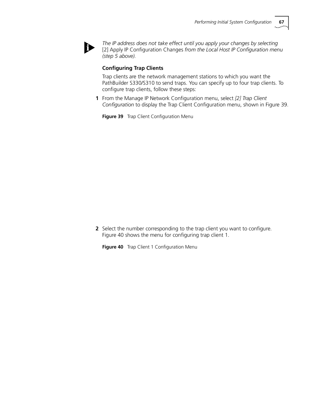 3Com S330 manual Conﬁguring Trap Clients, Trap Client Conﬁguration Menu 