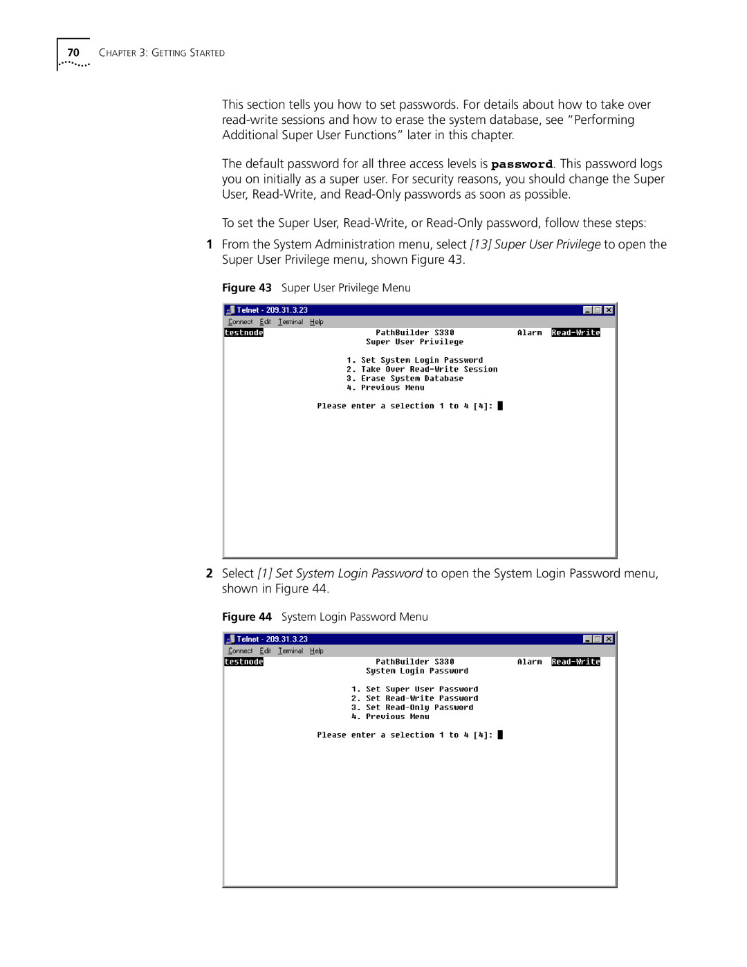 3Com S330 manual Super User Privilege Menu 