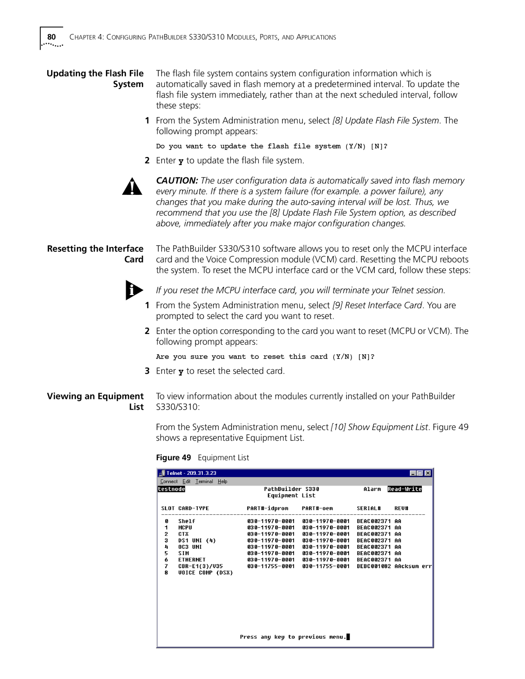 3Com S330 manual Equipment List 