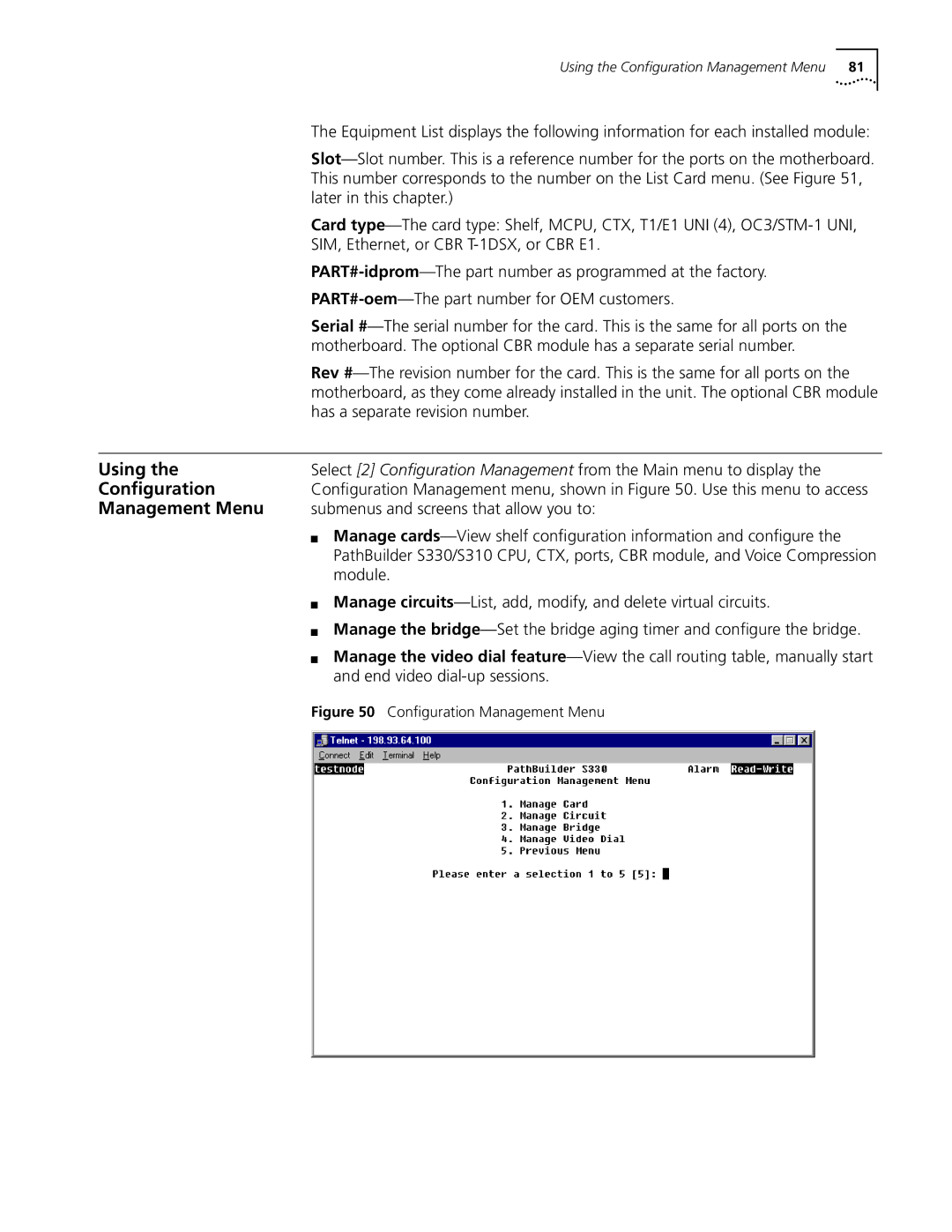 3Com S330 manual Using, Conﬁguration, Management Menu 