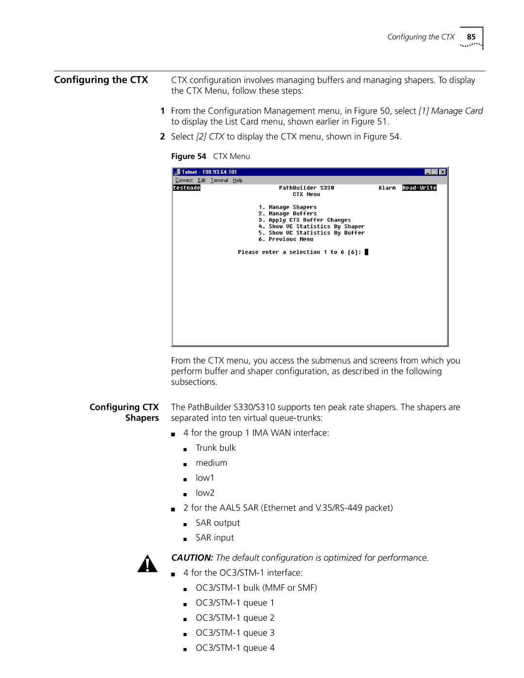 3Com S330 manual CTX Menu 