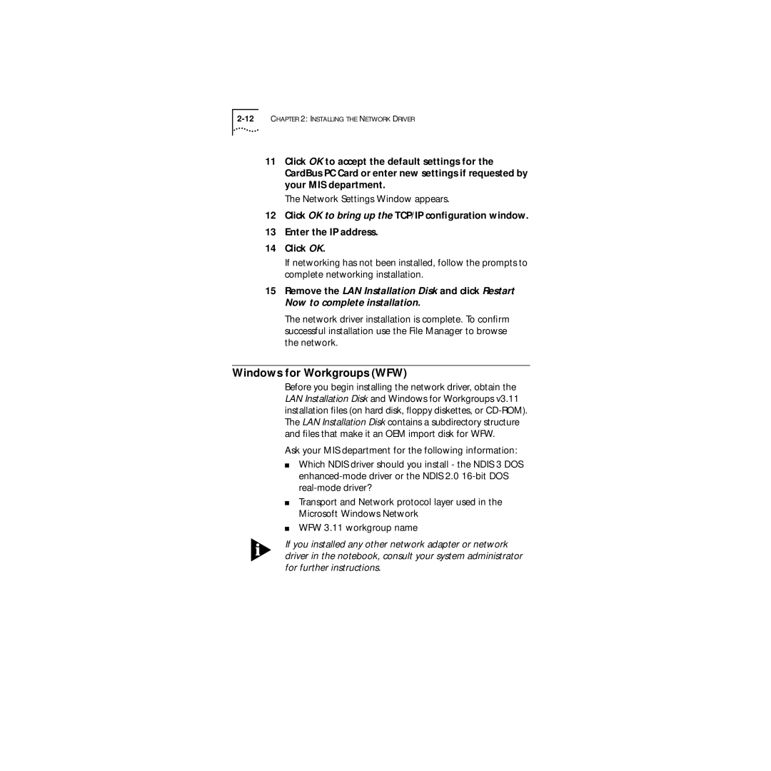 3Com Series 760 manual Windows for Workgroups WFW 