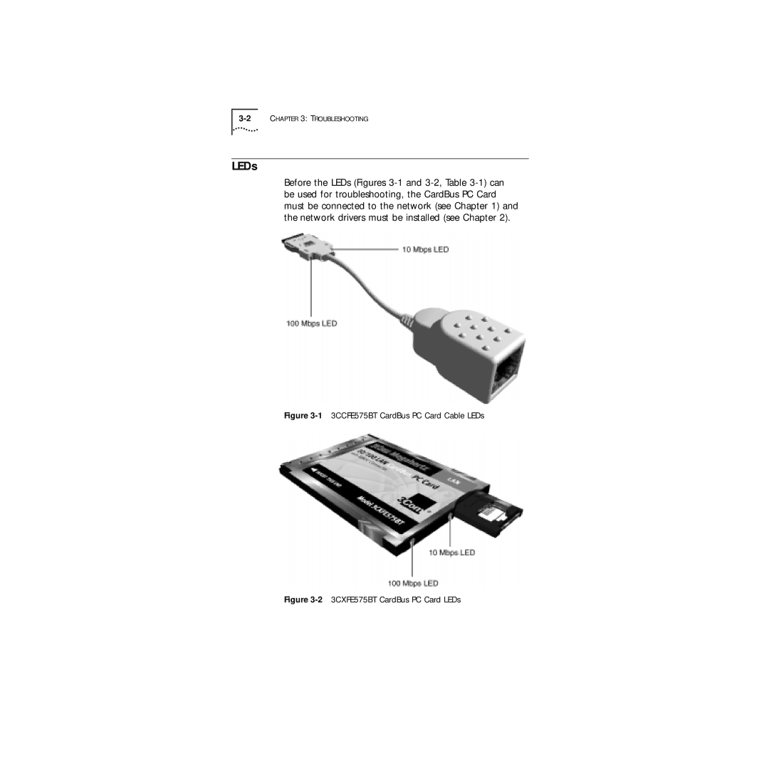 3Com Series 760 manual 13CCFE575BT CardBus PC Card Cable LEDs 