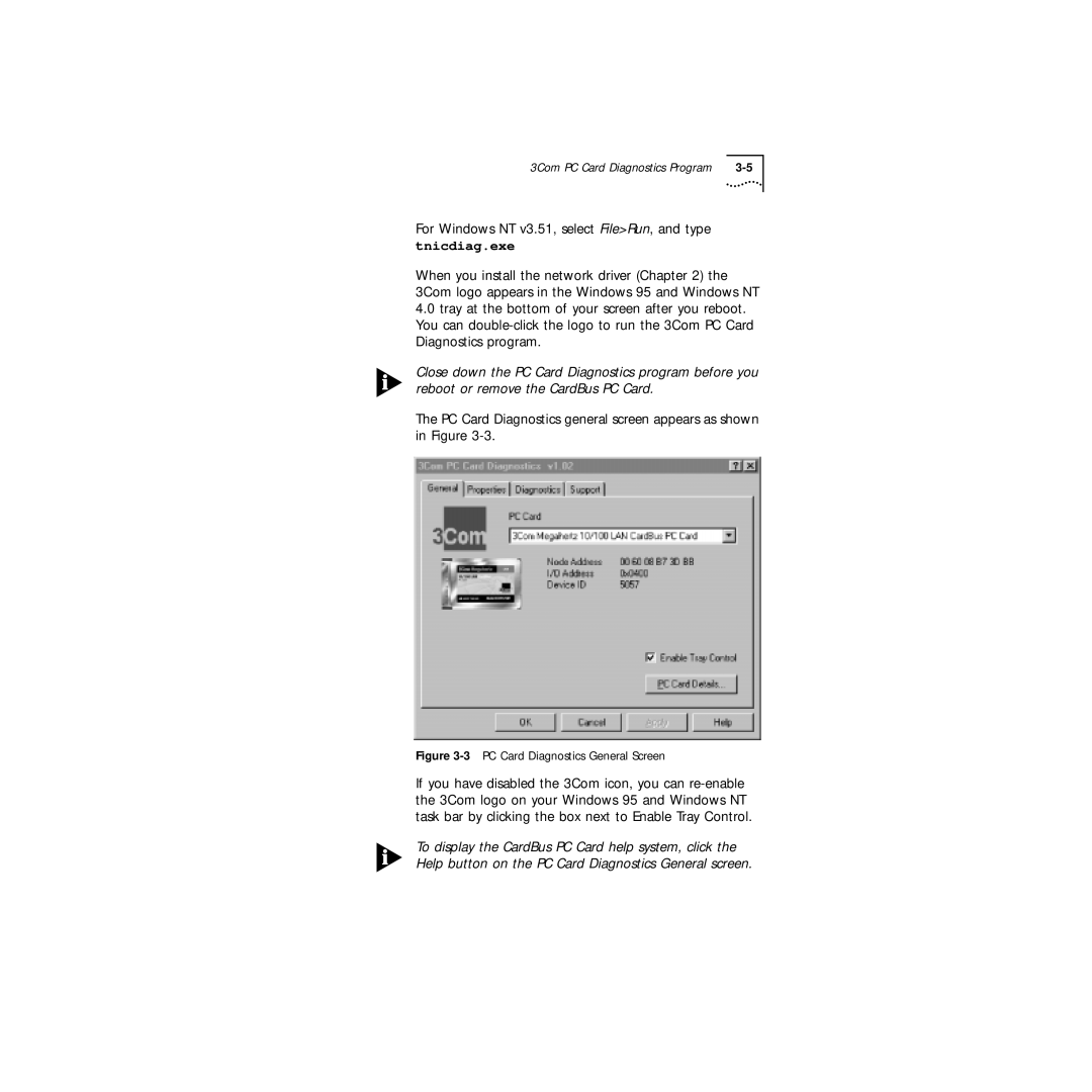 3Com Series 760 manual Tnicdiag.exe 
