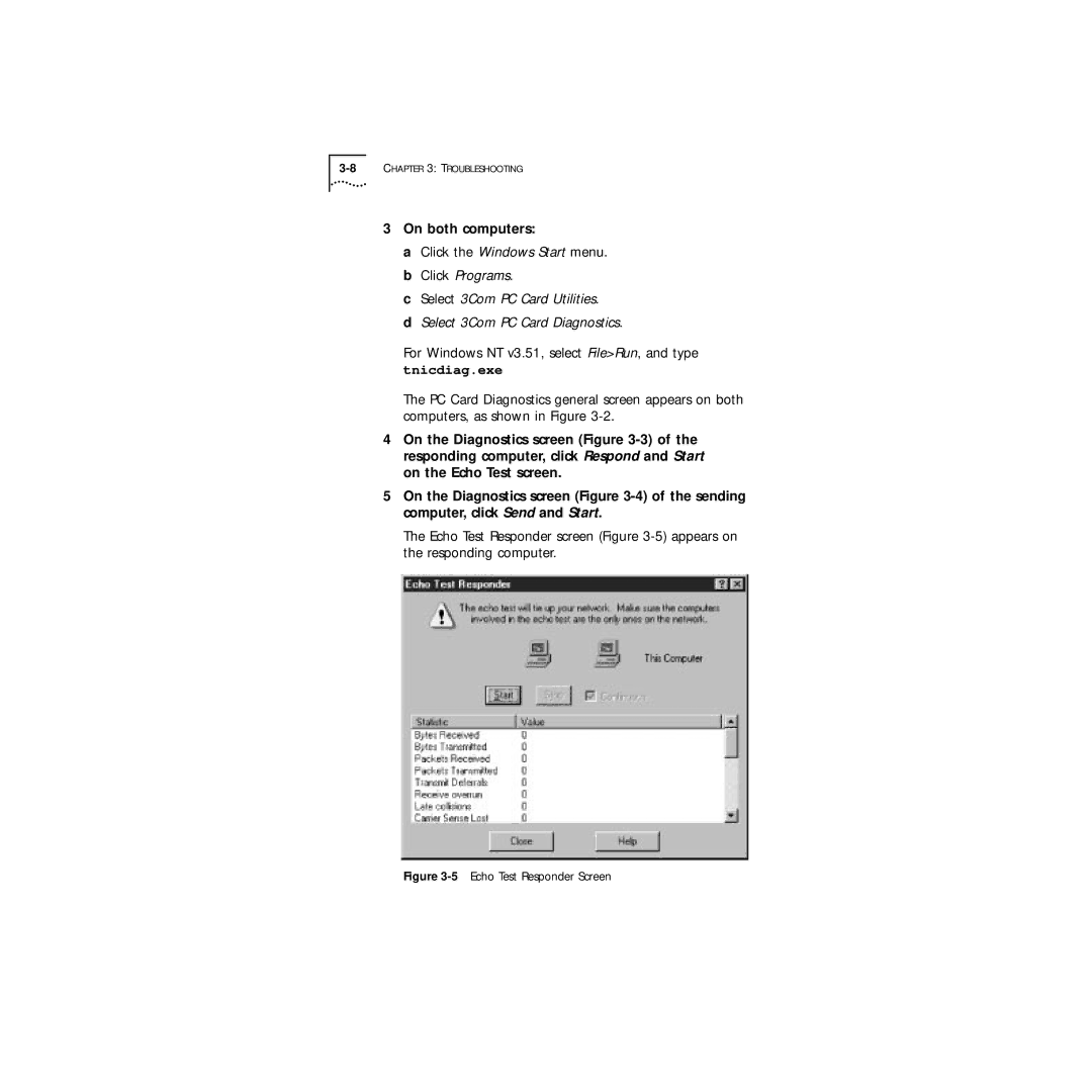 3Com Series 760 manual On both computers, 5Echo Test Responder Screen 