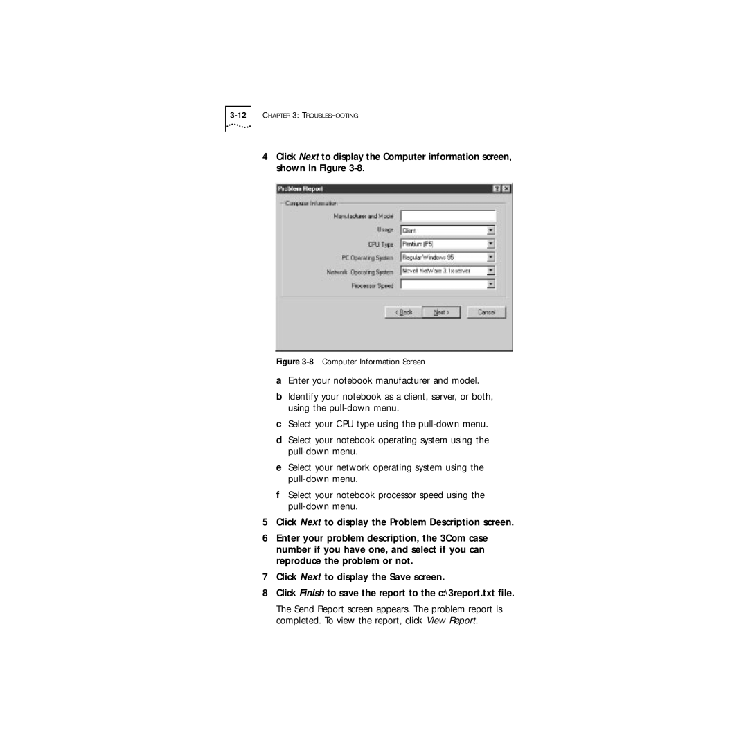 3Com Series 760 manual 8Computer Information Screen 