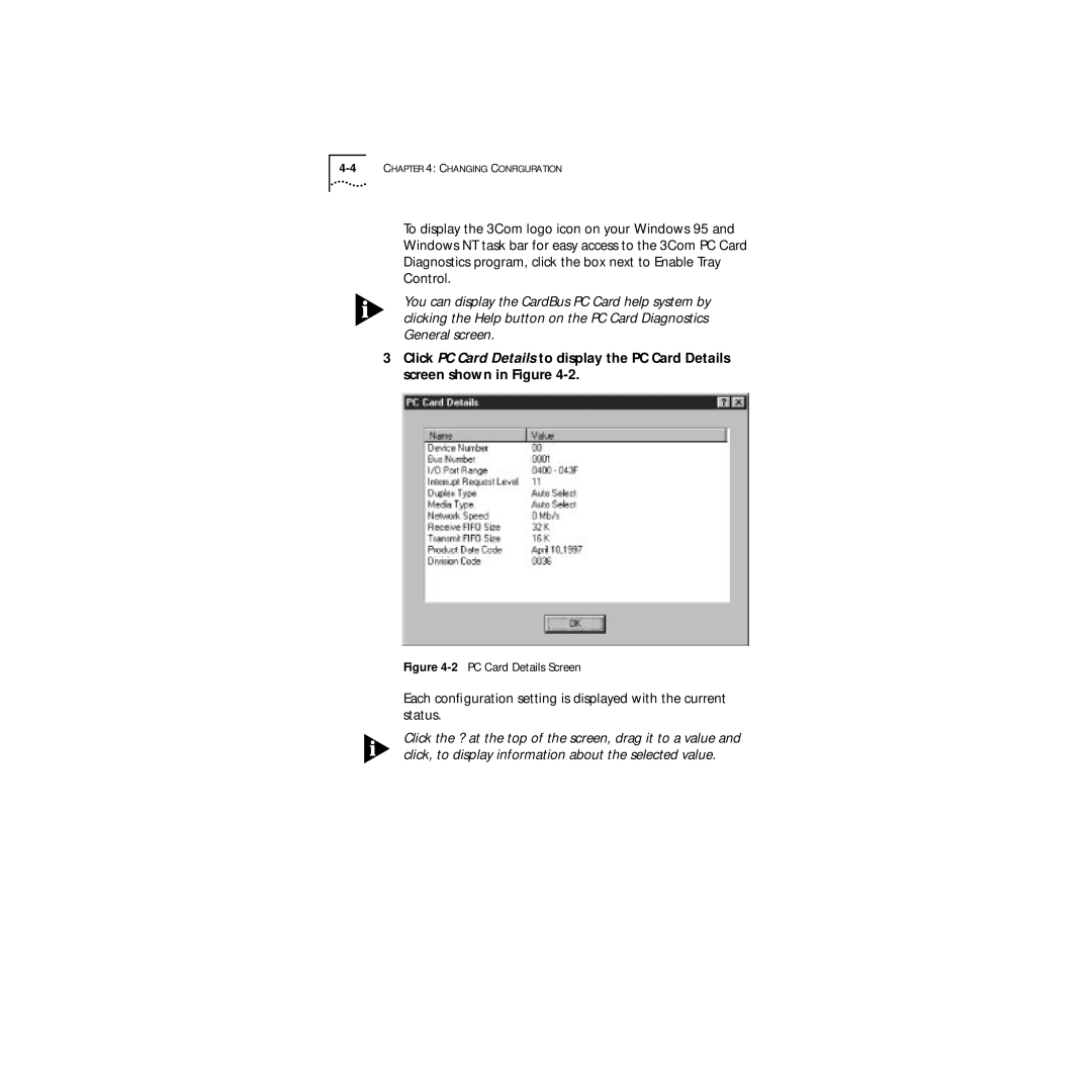 3Com Series 760 manual 2PC Card Details Screen 