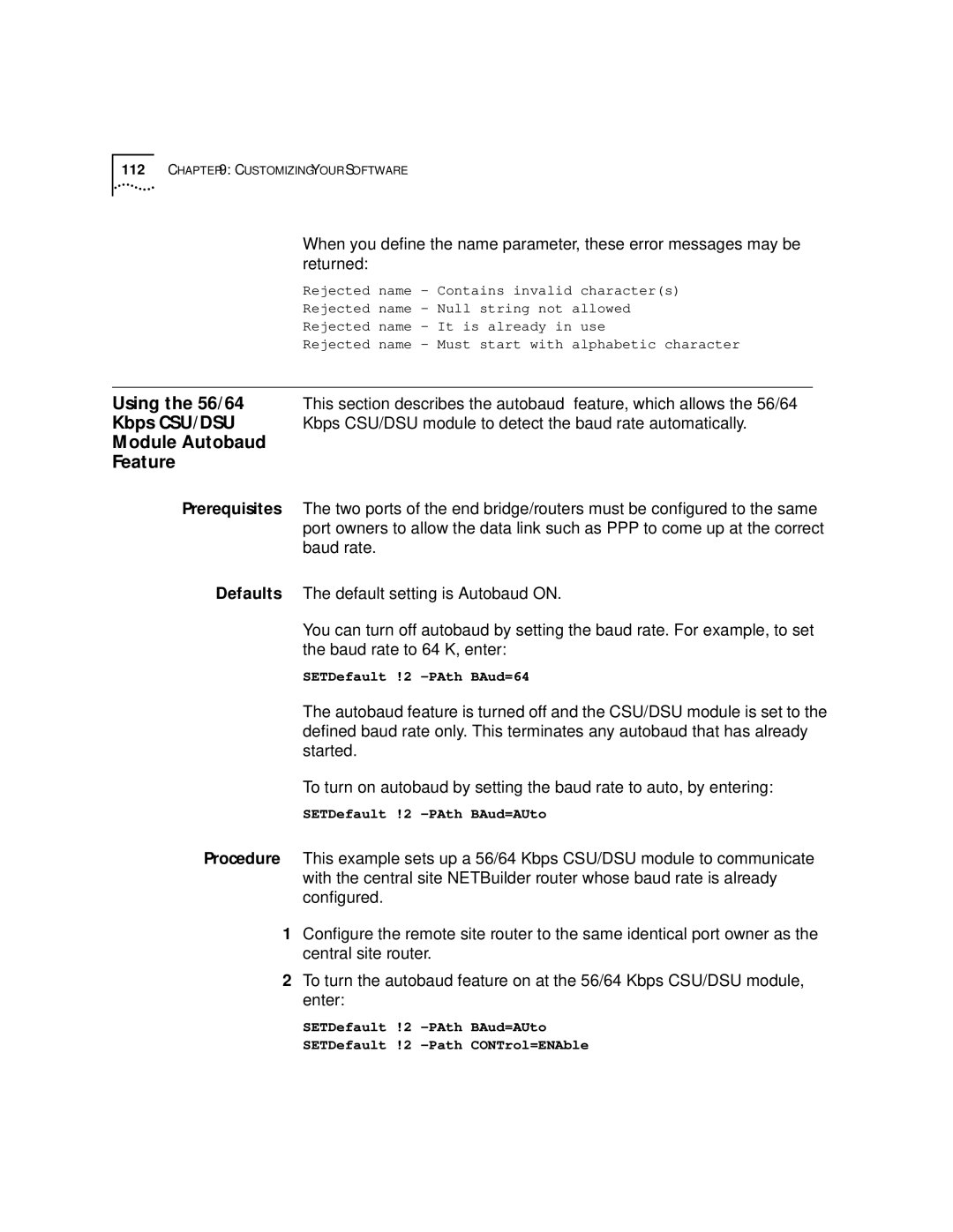 3Com SuperStack II, NETBuilder SI manual Module Autobaud Feature 