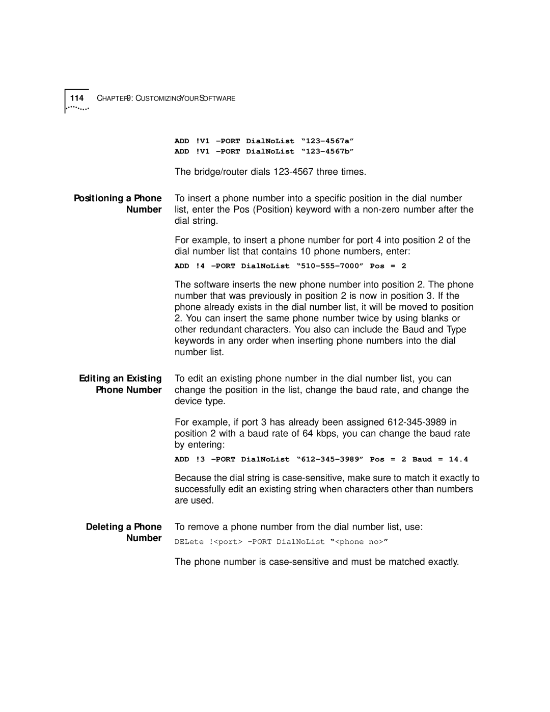 3Com SuperStack II, NETBuilder SI manual Phone number is case-sensitive and must be matched exactly 