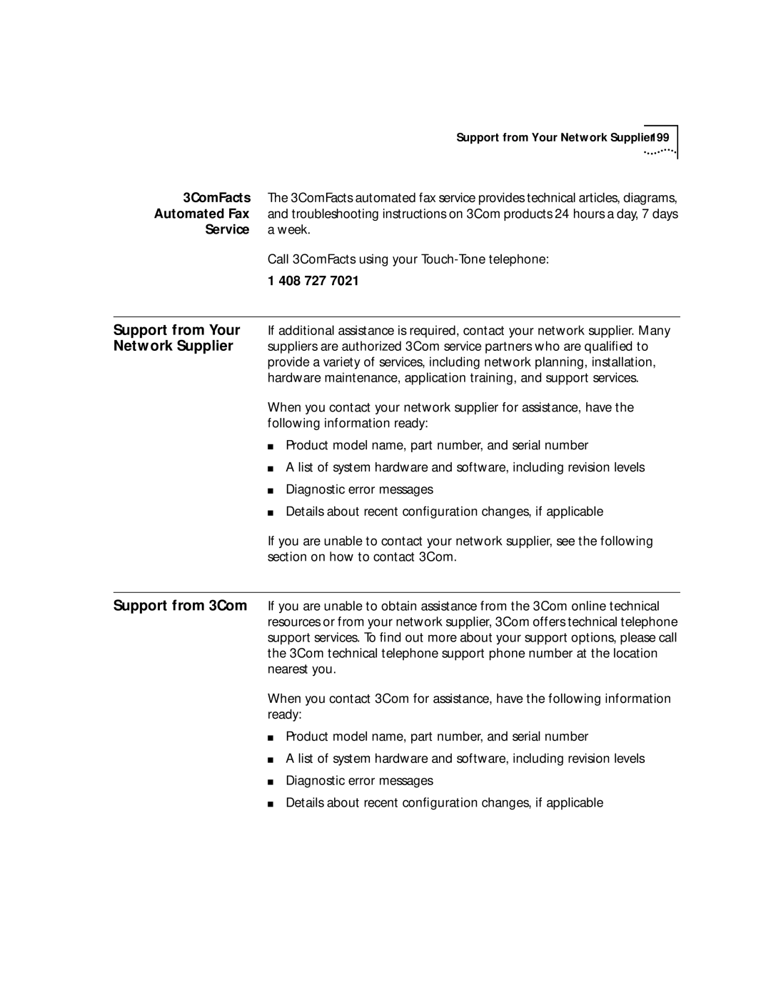 3Com NETBuilder SI, SuperStack II manual Support from Your, Network Supplier, Support from 3Com 