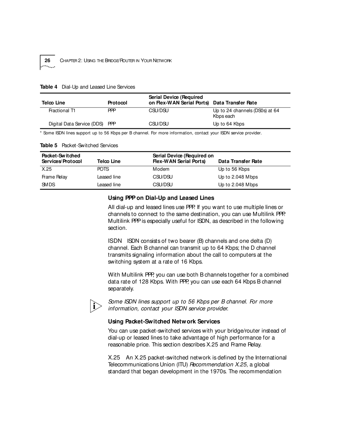 3Com SuperStack II Using PPP on Dial-Up and Leased Lines, Using Packet-Switched Network Services, Packet-Switched Services 