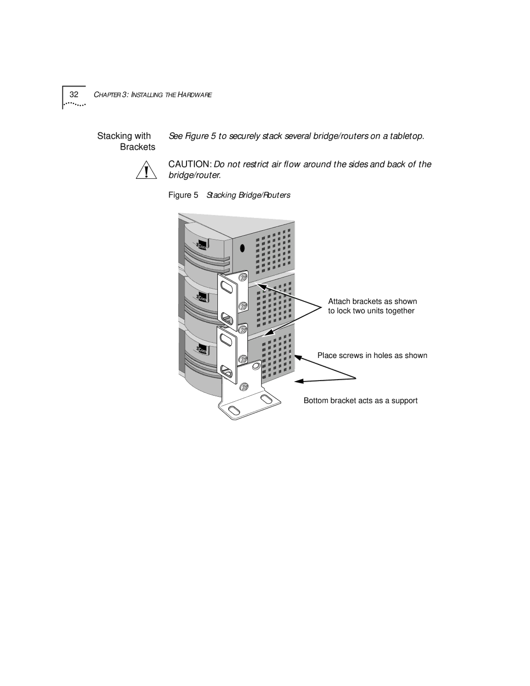 3Com SuperStack II, NETBuilder SI manual Brackets, Stacking Bridge/Routers 